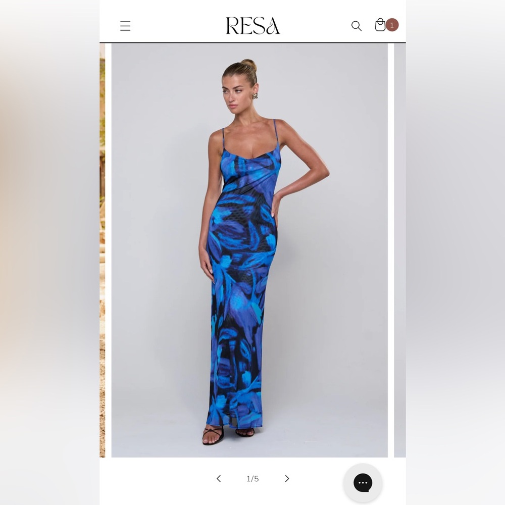 RESA Blue Abstract Print Maxi Dress